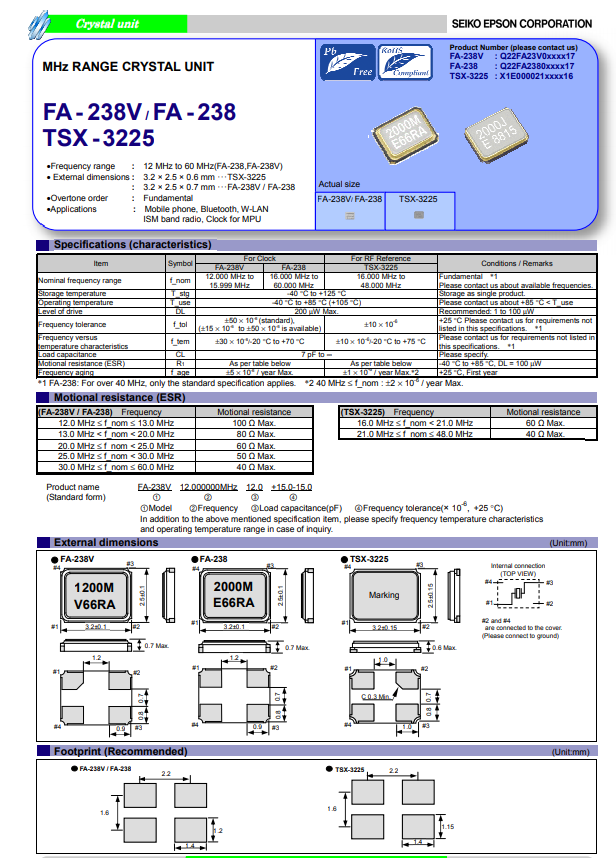 FA-238 FA-238 TSX-3225 FA-238 FA-238 TSX-3225