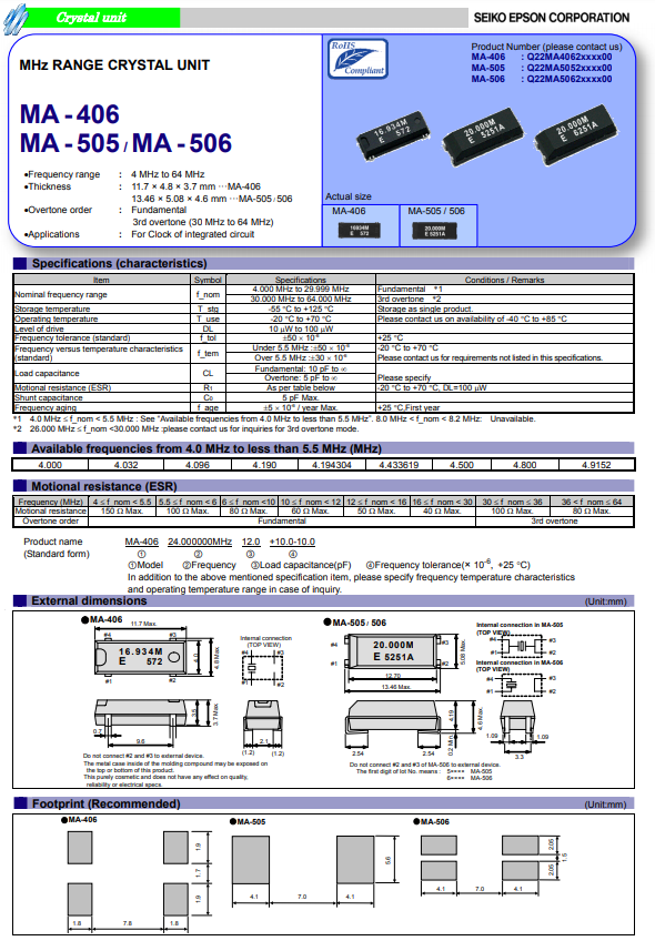 MA-406 MA-505 MA-506 MA-406 MA-505 MA-506